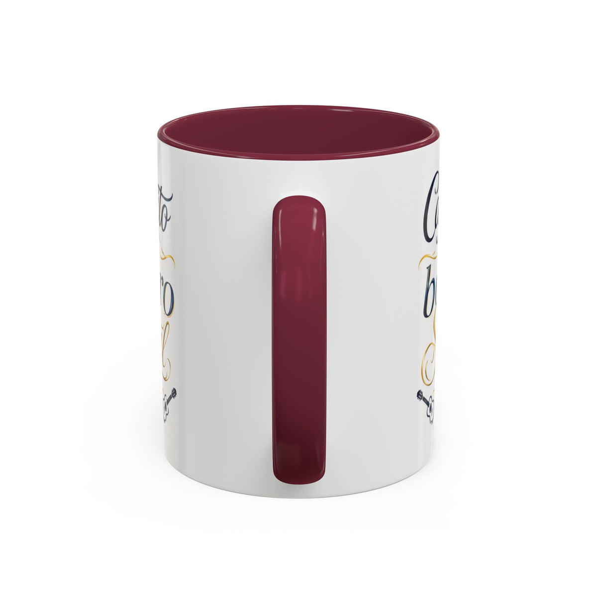 Accent Ceramic Coffee Mug – Glossy Colored Handle & Interior, 11oz, 12 Colors